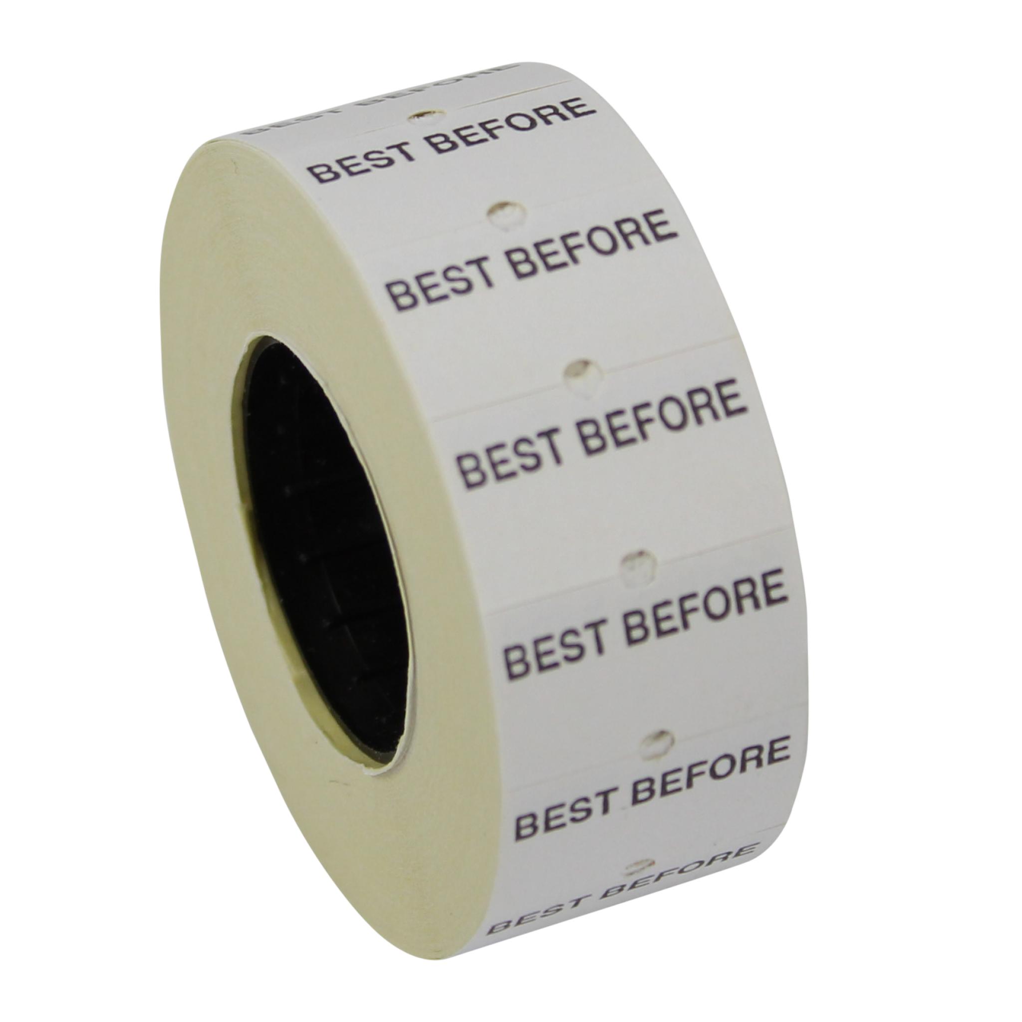 White Best Before Labels - CT1 White Best Before 22mm x 12mm | Price Guns and Labels