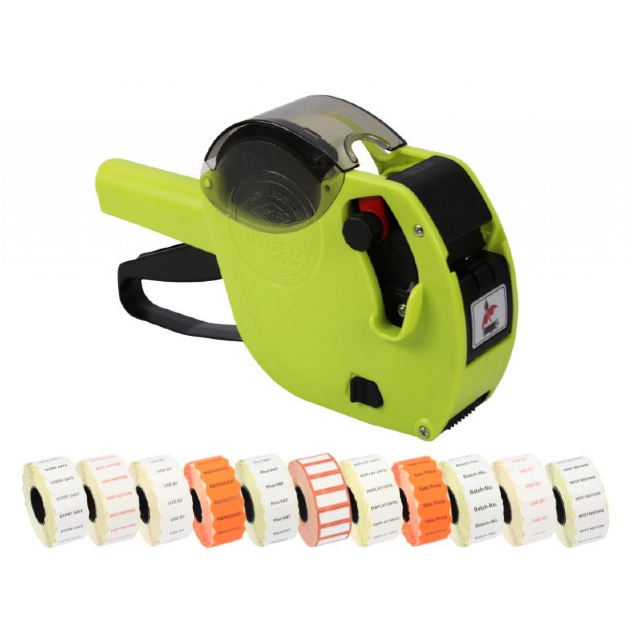Printed Label Starter Pack with Motex 2612 9 Band Pricing Gun in Lime